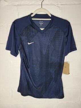 Nike Dri Fit Women's Medium Shirt Top Short Sleeve V Neck Blue